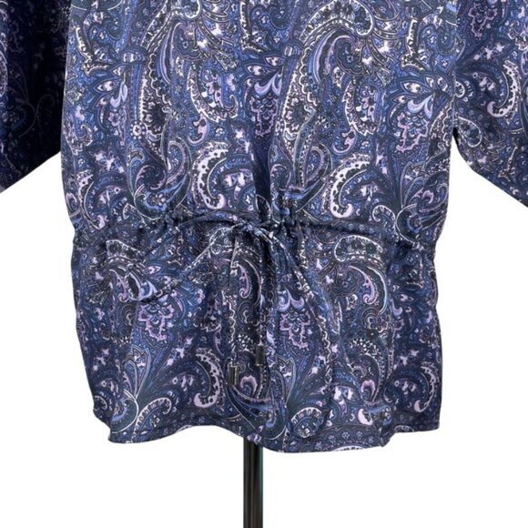 MICHAEL Michael Kors Paisley Tie Front Blouse Sz Small Wide Sleeves - Picture 3 of 6